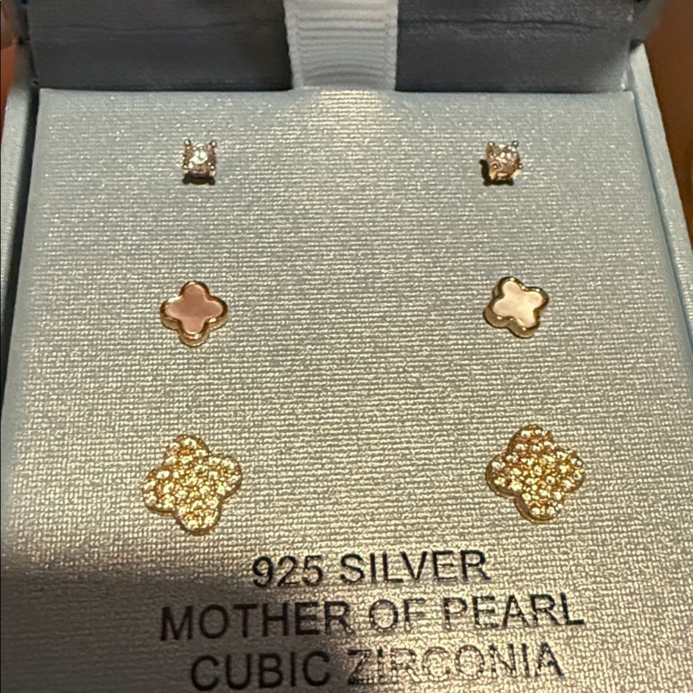Charlotte & Lexi Mother of Pearl and 925 Silver Earrings Set - Picture 2 of 4